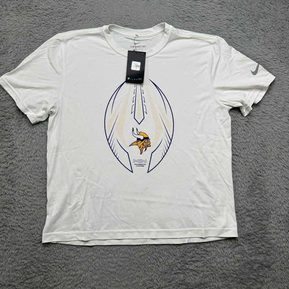 NWT Nike Minnesota Vikings Shirt Mens L White Dri Fit Short Sleeve
